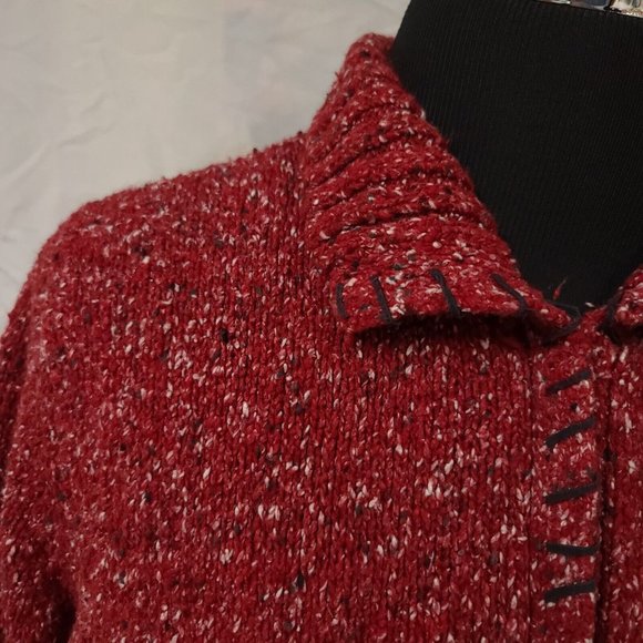 Crazy Horse Liz Claiborne Womens 1 Red Speckled Full Zip Cardigan Sweater Jacket - Picture 4 of 13